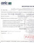 Récépissé de dépôt avec mention "payé" 